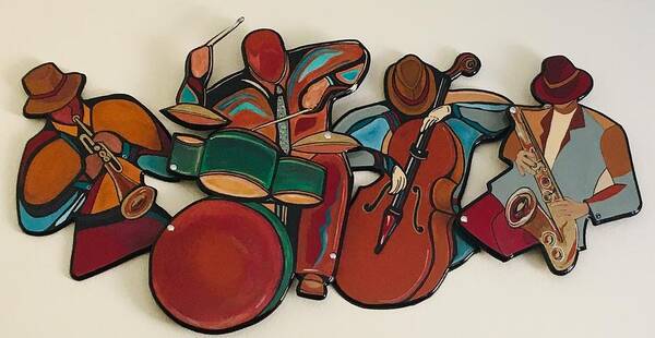 Music Poster featuring the mixed media Jazz Ensemble IV custom by Bill Manson
