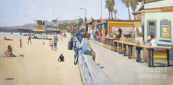 Pacific Beach Poster featuring the painting Memorial Day - Pacific Beach, San Diego, California by Paul Strahm