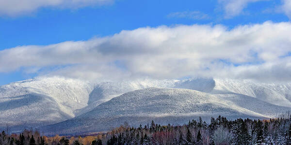 New Hampshire Poster featuring the photograph Northern Views, The Presidential Range In Winter. by Jeff Sinon