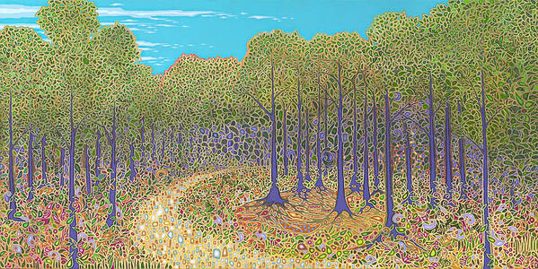 Landscape Poster featuring the painting Pathway to Emerging Figment by Karen Williams-Brusubardis