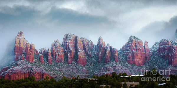 Sedona Poster featuring the photograph Sedona Snow 1708P by Kenneth Johnson