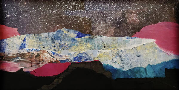 Abstract Poster featuring the mixed media Starry Mountain Sky by Sharon Williams Eng