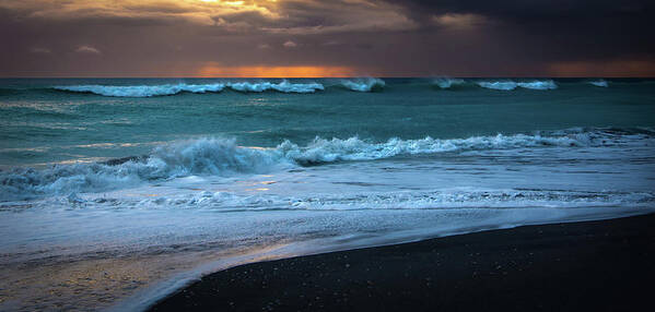 Stormy Sunrise Poster featuring the photograph Stormy Sunrise on the Atlantic by Rebecca Herranen