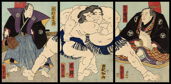 Utagawa Kunisada Poster featuring the painting Sumo Wrestling by Utagawa Kunisada
