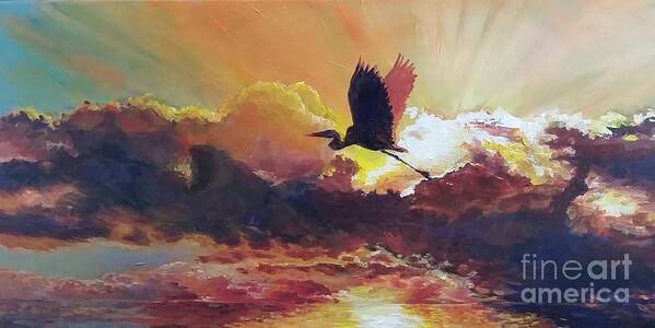 Sunrise Poster featuring the painting Sunrise Flight by Merana Cadorette