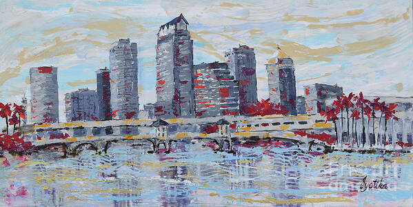  Poster featuring the painting Tampa Downtown Skyline by Jyotika Shroff