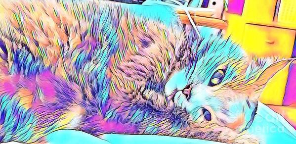 Cat Poster featuring the digital art The Watcher by Lori Moon