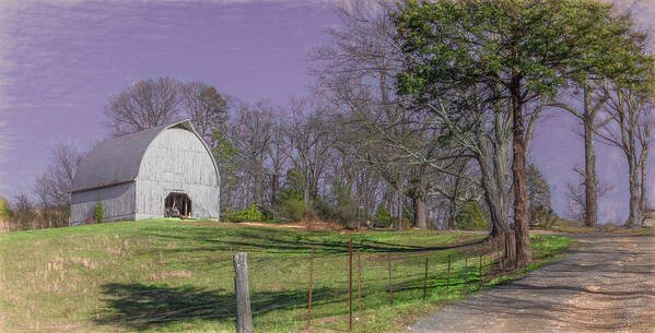 Tennessee Poster featuring the photograph The White Barn on the Hill by Marcy Wielfaert
