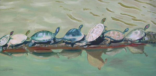 Turtles Poster featuring the painting Turtles by Jill Ciccone Pike