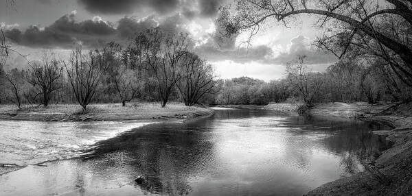 Carolina Poster featuring the photograph Valley River Panorama in Black and White by Debra and Dave Vanderlaan