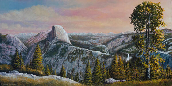 Landscape Poster featuring the painting Yosemite Morning at Glacier Point by Douglas Castleman