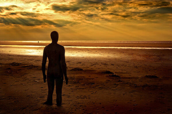 Antony Gormley Poster featuring the photograph Another Place Number 8 by Meirion Matthias