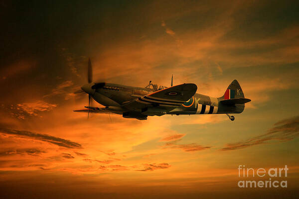 Spitfire Art Poster featuring the digital art Spitfire Glory by Airpower Art