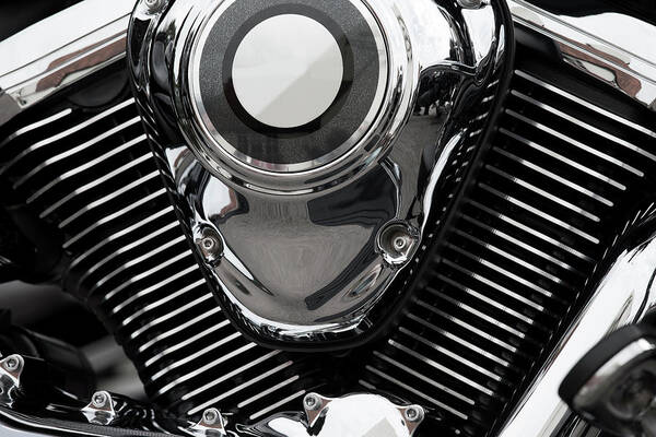 Vehicle Part Poster featuring the photograph Abstract Motorcycle Engine #1 by Andrew Dernie