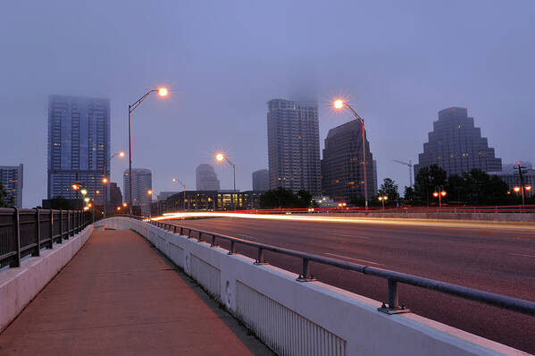 Downtown District Poster featuring the photograph Austin In Fog #1 by Aimintang