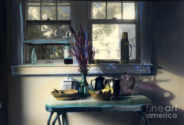 Kitchen Poster featuring the painting Bachelor's Kitchen - V #1 by Cindy McIntyre