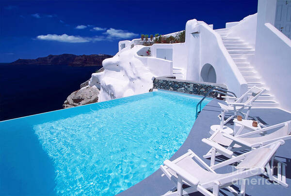 Santorini Poster featuring the photograph Blue Soda #1 by Aiolos Greek Collections