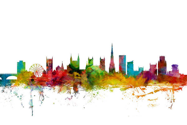 City Poster featuring the digital art Bristol England Skyline #1 by Michael Tompsett