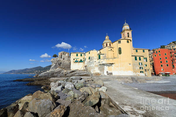 Ancient Poster featuring the photograph church in Camogli #1 by Antonio Scarpi