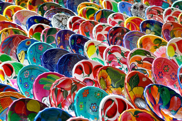 Mayan Poster featuring the photograph Colorful Mayan Bowls for Sale #1 by Brandon Bourdages