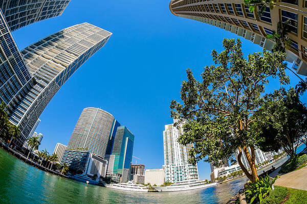 Architecture Poster featuring the photograph Downtown Miami Fisheye #1 by Raul Rodriguez