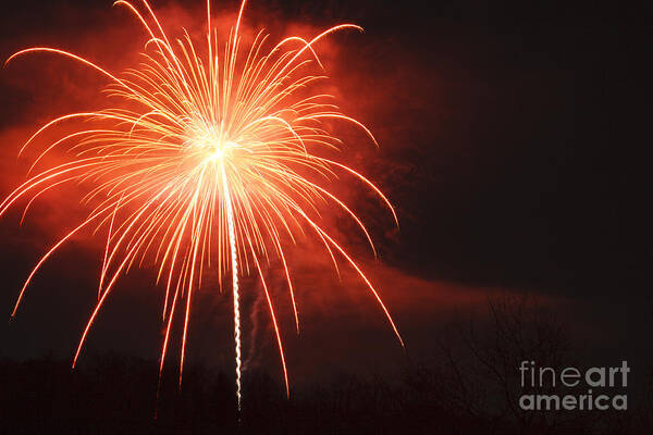 Lincoln Poster featuring the photograph Fireworks - Lincoln New Hampshire USA #1 by Erin Paul Donovan