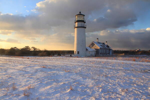 Cape Cod Poster featuring the photograph Highland Lighthouse Winter Sunset #1 by John Burk