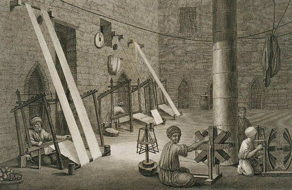 Print Poster featuring the drawing Interior Of A Weavers Workshop by Nicolas Jacques Conte