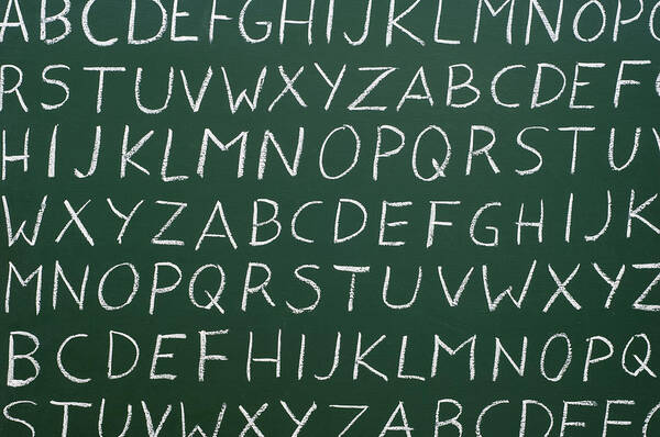  Alphabet Poster featuring the photograph Letters on a Chalkboard #1 by Chevy Fleet