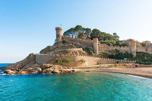 Spain Poster featuring the photograph Medieval castle in Tossa de Mar Spain #1 by Marek Poplawski