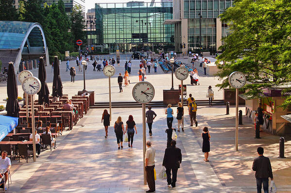 Canary Wharf Poster featuring the photograph Meet Me by the Clock by Nicky Jameson