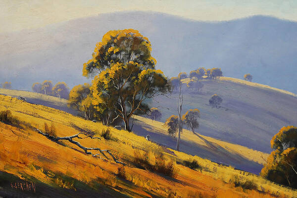 Rural Poster featuring the painting Morning Sunlight #1 by Graham Gercken