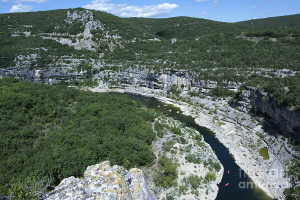 France Poster featuring the photograph oing down Ardeche River on canoe. Ardeche. France #1 by Bernard Jaubert