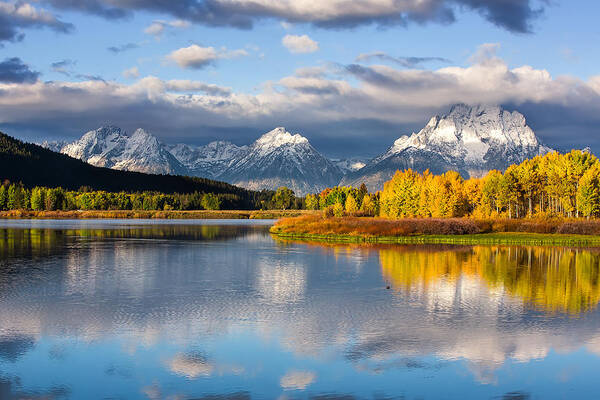 Autumn Poster featuring the photograph Oxbow Bend Morning Sky #1 by Jennifer Grover