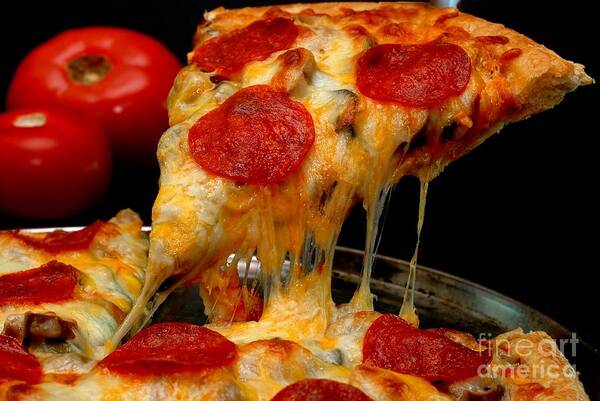 Pizza Poster featuring the photograph Pepperoni Pizza Slice #1 by Danny Hooks