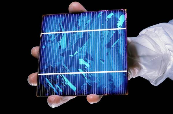 Human Poster featuring the photograph Photovoltaic Cell Manufacturing #1 by Patrick Landmann/science Photo Library