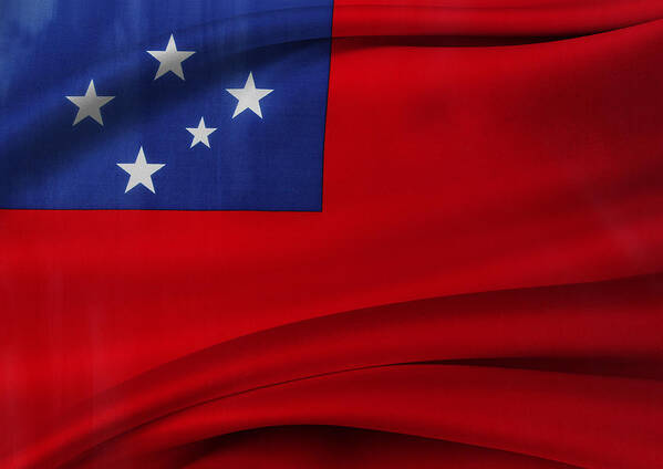 Banner Poster featuring the photograph Samoan flag #1 by Les Cunliffe