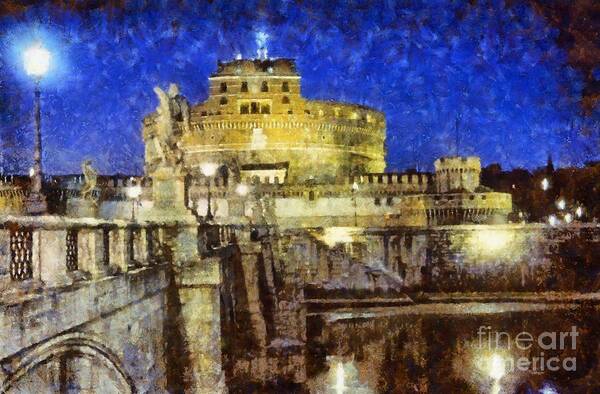 Rome; Sant Angelo; Castle Poster featuring the painting Sant Angelo castle in Rome #2 by George Atsametakis