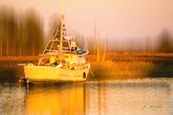 Ship Poster featuring the photograph Ship At Dusk #1 by Frank Bright