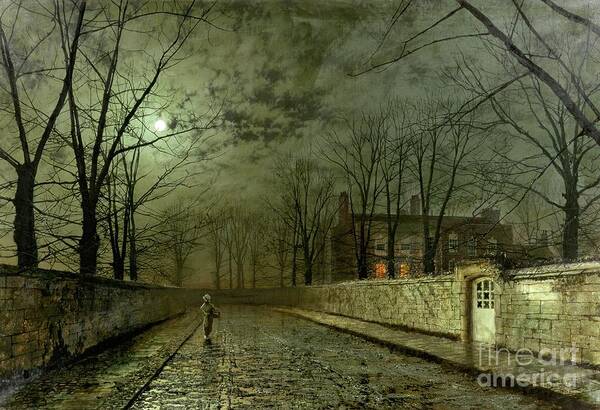 Alone Poster featuring the painting Silver Moonlight by John Atkinson Grimshaw