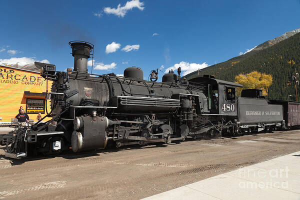 Afternoon Poster featuring the photograph Silverton Station Engine 480 on the Durango and Silverton Narrow Gauge RR #1 by Fred Stearns