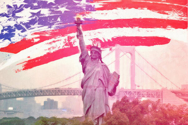 Statue Liberty Poster Poster featuring the painting Statue Liberty #3 by MotionAge Designs