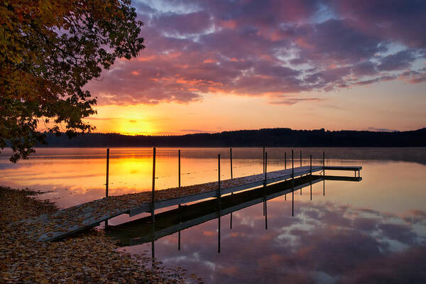 Sunrise Poster featuring the photograph Sunrise on Keoka Lake #1 by Darylann Leonard Photography