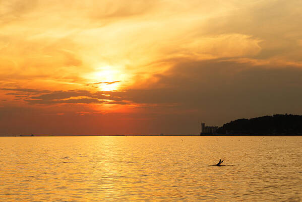 Trieste Poster featuring the photograph Sunset over Trieste Bay #1 by Ian Middleton