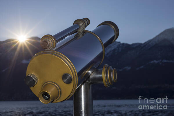 Telescope Poster featuring the photograph Telescope and sunrise #1 by Mats Silvan