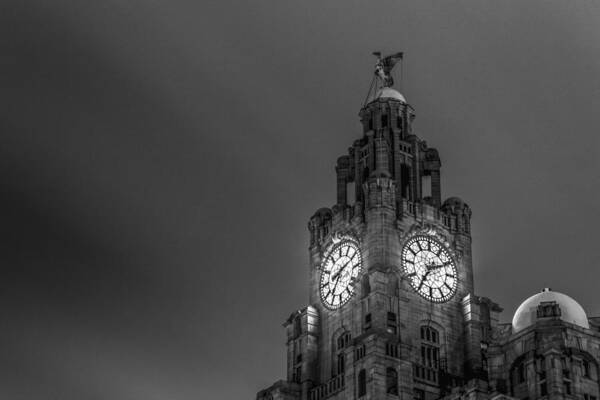 Liverpool Poster featuring the photograph Top of the Liver Building tower #1 by Paul Madden