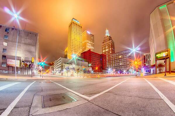 Tulsa Poster featuring the photograph Tulsa City Skyline Around Downtown Streets #1 by Alex Grichenko