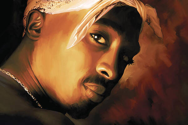 Tupac Shakur Paintings Poster featuring the painting Tupac Shakur #1 by Sheraz A