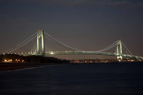 Verrazano Narrows Bridge At Twilight Poster featuring the photograph 1 Verrazano Narrows Bridge at twilight by Kenneth Cole