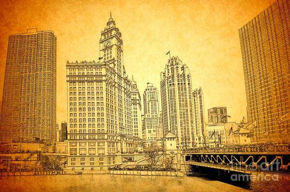 Wrigley Tower Poster featuring the photograph Wrigley Tower by Dejan Jovanovic